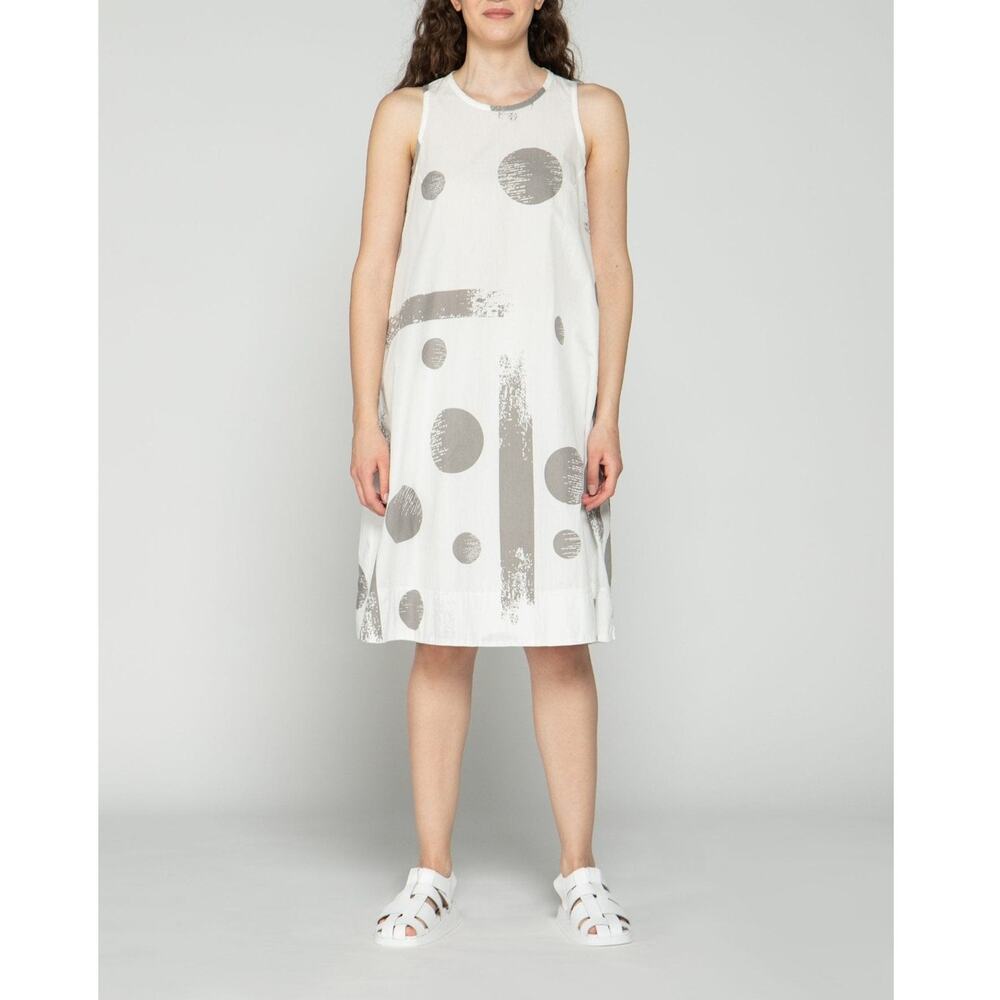 Luukaa Women's White Cotton Dress Size 10 Abstract Sleeveless Summer Dress NWT